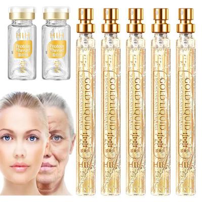 Nuovo siero viso proteico antirughe Lifting del filo per il lifting del viso Gold Collagen Silk Thread Nano Gold Essence Set