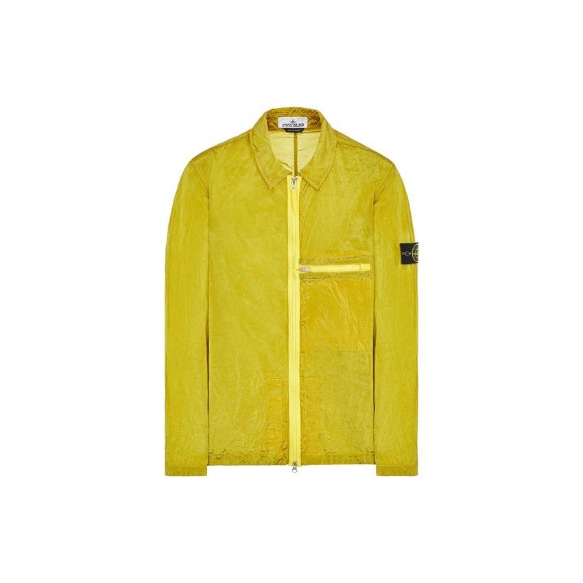 Stone Island Ss23 Nylon Meta Series Solid Color Metallic Nylon Long Sleeve Zip Chest Strap Jacket Men jackets Yellow 781510919-V0030