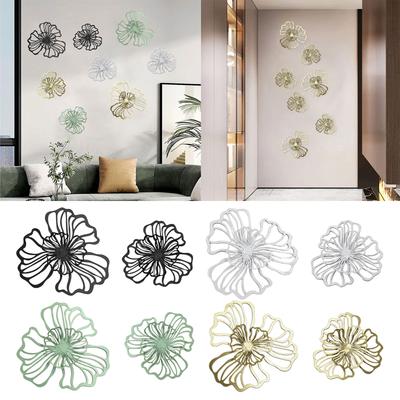 Elegante Pendente de Parede Floral de Metal com Flores de Camada Dupla para Estética de Casa Moderna para Amante de Arte Esposa