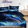 Tuna Pattern Bedding Quilt Set Quilt Cover Pillowcase Home Decoration Birthday Gift (1 * duvet cover + 2 * pillowcase, without core)