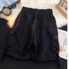 American High Street Hiphop Wide-leg Red Overalls Men's Retro Lazy Casual Couple Hip-hop Five-point Shorts Trend
