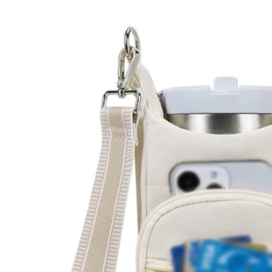 Prošívaná crossbody taška na láhev s vodou s kapsami Dámská taška na konvici Měkká polstrovaná taška přes rameno pro venkovní kempování, sport, cestování