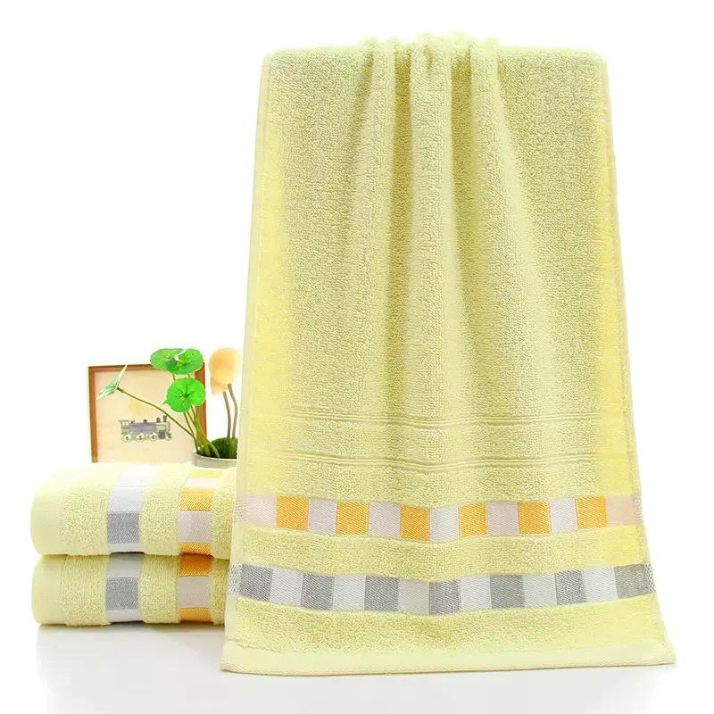 

Thick, absorbent, lint-free pure cotton towel; enlarged checkered design, customizable logo. Ideal washcloth for face and household use. 33*73 cm жовтий
