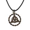 Triquetra Celtic Knot Pendant Necklace Wiccan Occult Protection Jewelry With 45cm Leather Chain