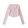Trendy Women's High Waist Crop Top with Thin Long Sleeves - Summer Sunscreen Top