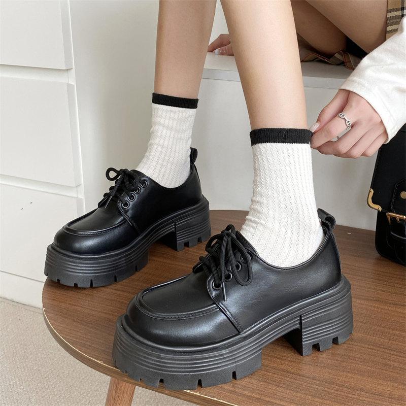 Fashion 2024 Women Summer New Black Platform Flats Shoes Women Loafers Slip On Lolita Shoes Designer Casual PU Leather Oxfords Shoes