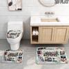 Franxx Collage 3Pcs Flannel Toilet Mat Set Bathroom Rug Bath Carpet Non Slip Home Decor Toilet 3 Pcs Bathroom Textile Set