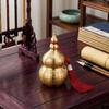 Gourd Ornament: Open-Top Chinese-Style Brass Feng Shui Gourd—Desktop Wealth-Bringing Carved Feng Shui Decorative Item