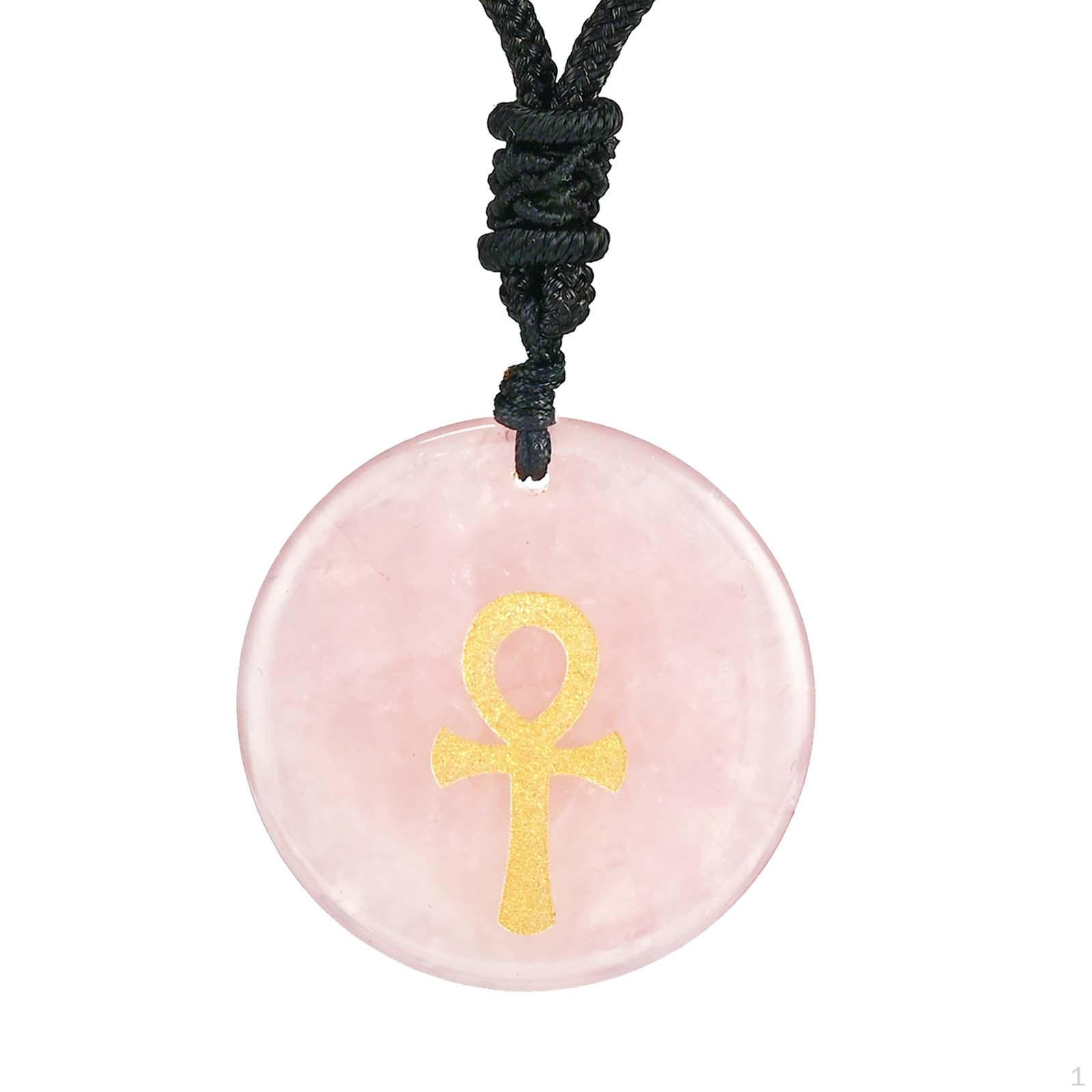 30mm Diameter Round Necklace Pendant Ancient Egyptian Ankh Cross Fashion Jewelry Talisman розовый