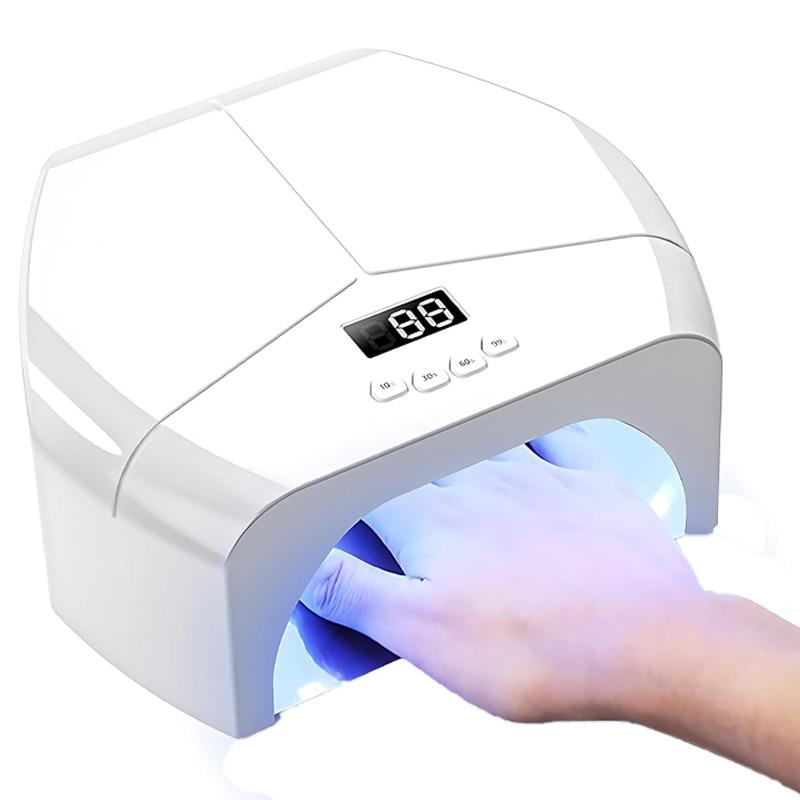 Rqiurpn 298W UV LED lampa na nehty 72 diod, 4 časovače, Rychleschnoucí, Chytré senzory pro manikúru a pedikúru, Bílá