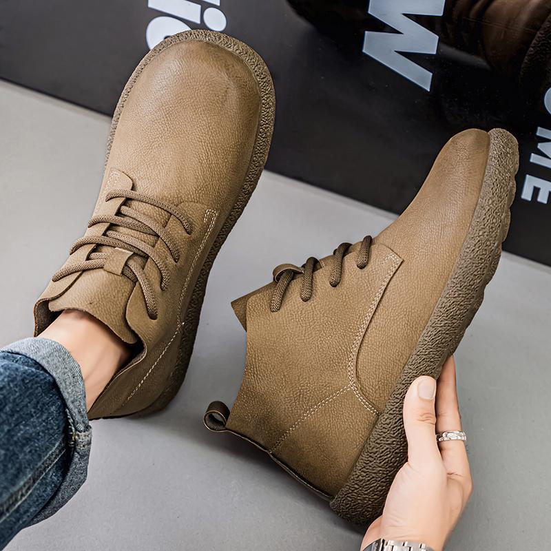 Echtleder Einzelstiefel Weite Zehenpartie Herrenfüße Dick Lässig Weich Herren Frühling Neu Herren Rindsleder Mode Vielseitig Einzeln Kurz