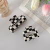 Black Trendy And White Checkerboard Acetate Hair Claw Clip For Women Fashionable
