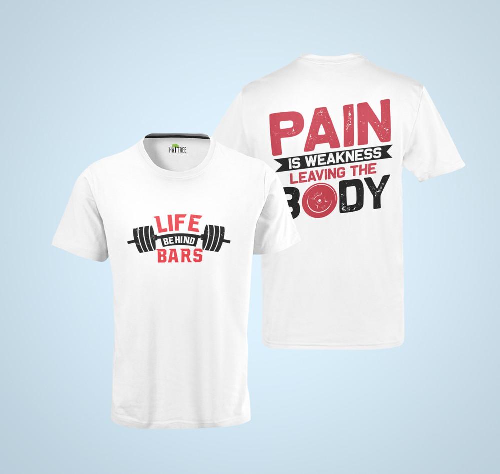 

Bio Herren T-Shirt Pain is weakness leaving the Body Life Bars GYM Bodybuilding XL