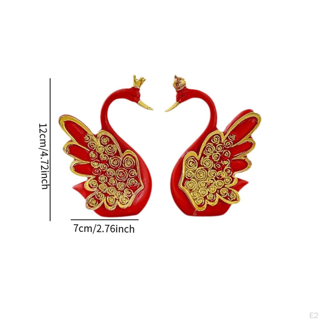 2 Pieces Swan Statues Decorative Figurines Animal Sculptures Tabletop Ornaments for Shelf Cabinet