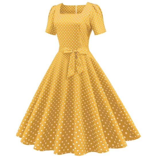 Vintage Polka Dot Dress Classic Movie Style Elegant Timeless Retro Design Square