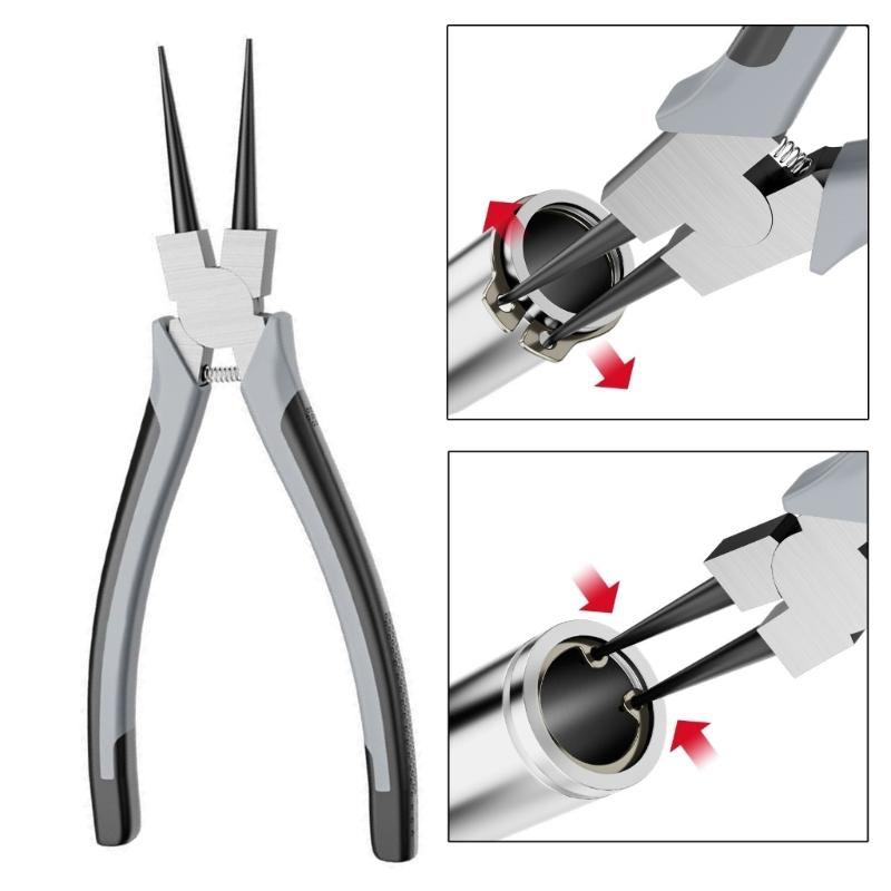 Professional 4Piece Snap Rings Pliers Set for Internal & External Rings, High Carbon Steel with Comfortable Grip Handle