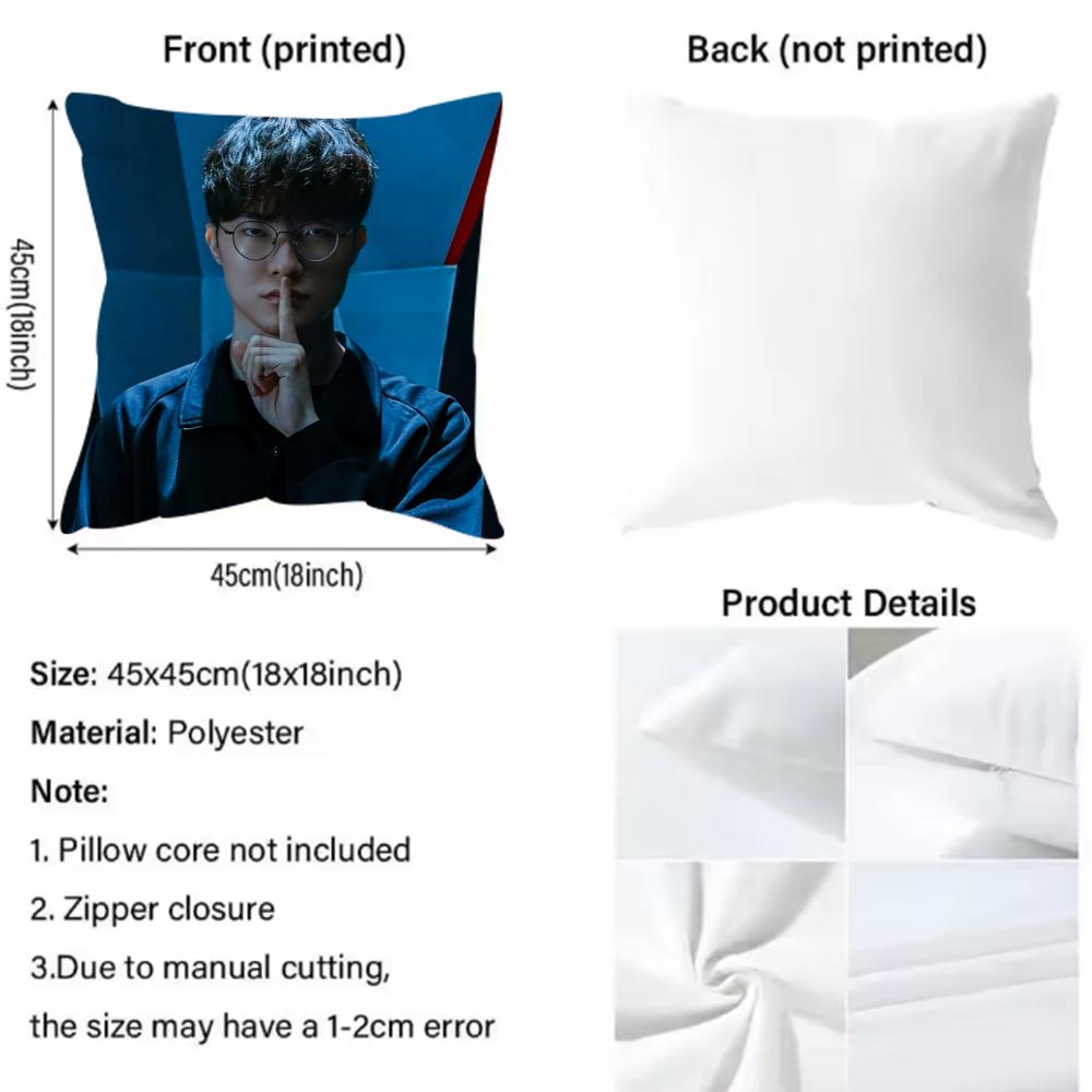 F-Faker LOLS SKT T1 2024 Five Champion Cushion Cover Reversible Plush Pillow Cover – For car, sofa, bedroom, perfect as a gift.