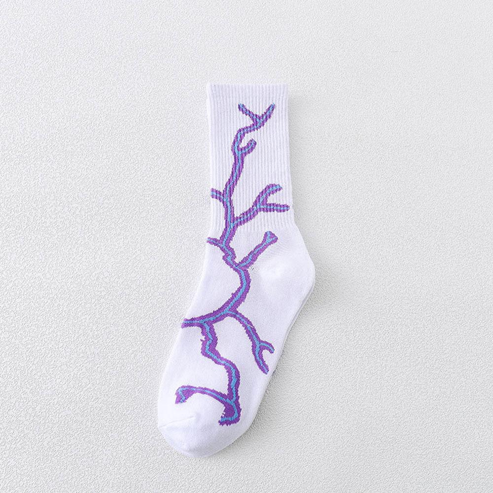 Harajuku Hip-Hop Street Sports Skate Ponožky Kravata Dye Bavlna Lightning Designer Happy White Socks Women