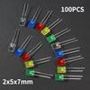 100PCS 3mm LED Diode 5mm Super Bright LED Emitting Diodes Assortment Set 2x5x7mm White Red Green Blue Yellow DIY Electronic Kit