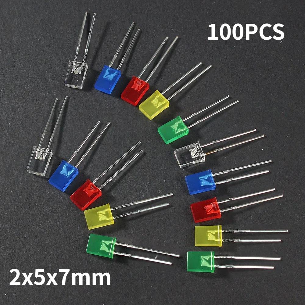 100PCS 3mm LED Diode 5mm Super Bright LED Emitting Diodes Assortment Set 2x5x7mm White Red Green Blue Yellow DIY Electronic Kit