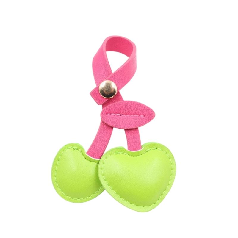 Stylish Cherrys Designs PU Leather Keychain For Women Portable Bag Charm Accessory