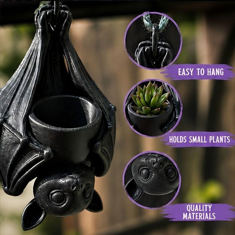 Gothic Style Upside Down Bat Hanging Planter 3D Printed Animal Succulent Planter Halloween Party