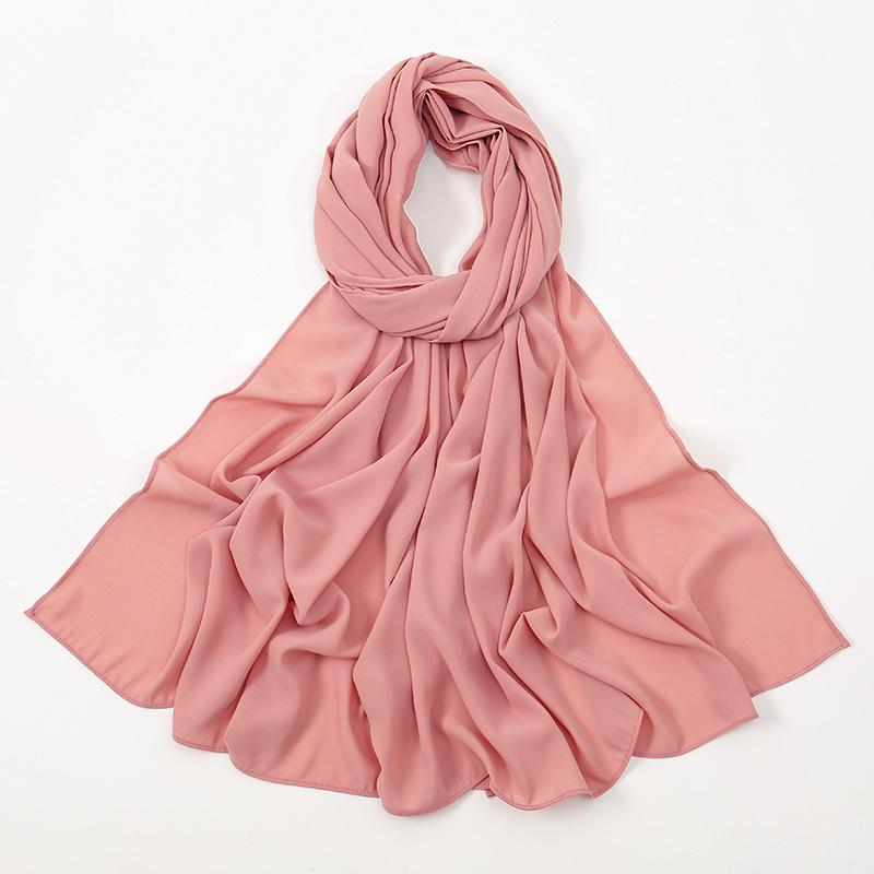 Women Heavy Chiffon Hijab Scarf Premium Chiffon Muslim Hijabs Plain Good Stitching Maxi Wrap Solid Color Musulman Femme Shawls