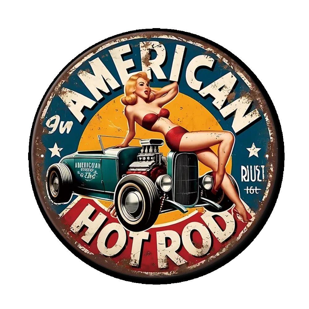 "King of the Road" Motorcycle Retro Round Metal Garage Sign 20x20cm