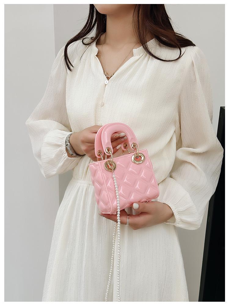 2025 Sommer Mini Diamantmønster Jelly Bag - PVC Perle Crossbody for Barn & Kvinner