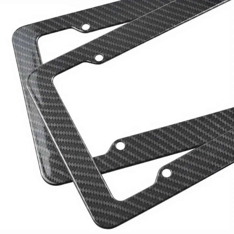 2/1Set Universal Carbon Pattern Plastic License Plate Frame Bracket With Standard Mount Screw Kits Auto Plate Decor Parts License Plate Covers Frames