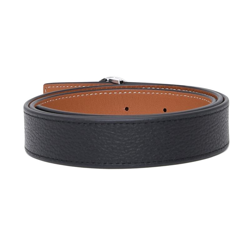 TORY BURCH Logo plate smooth buckle cowhide leather belt women's - 138935002-Black M