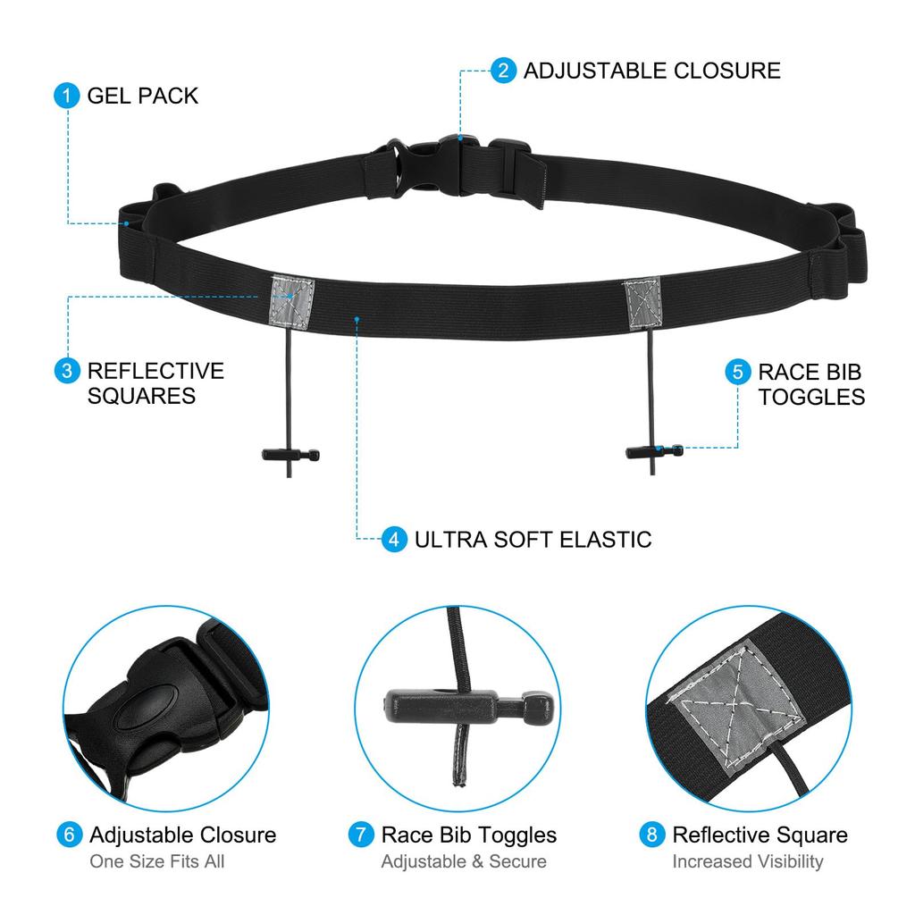 PATIKIL Tri-Athlon Belt Bib Holder Elastic Marathon Race Number Belt