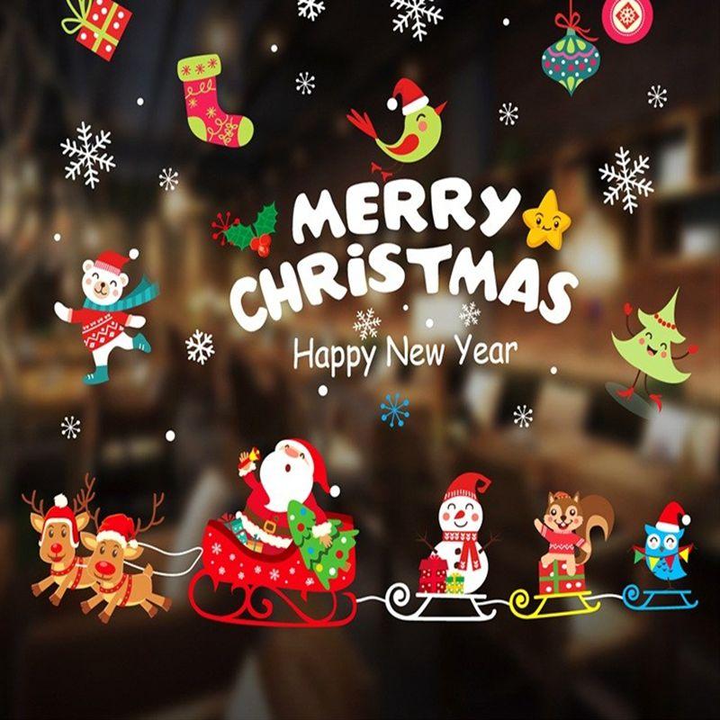 Christmas Window Sticker Merry Christmas Decorations For Home 2026 Cristmas Ornament Xmas Navidad Natal Gifts New Year 2026