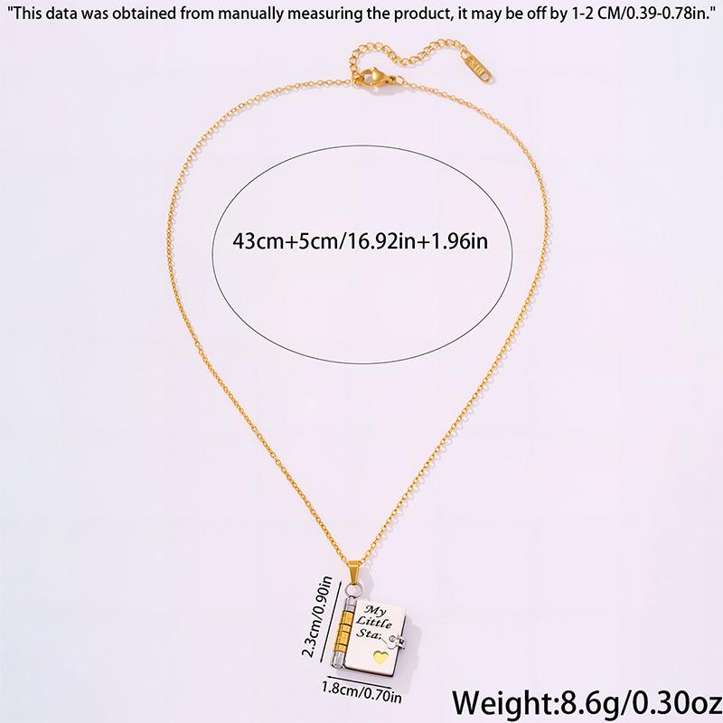 Stainless Steel My Little Angel Book Necklace for Granddaughter My Brave Boy Grandson Book Pendant Son Daughter Necklace Jewelry