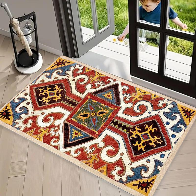 

Bohemian Ethnic Air Cushion Geometric Totem Printed Carpet Living Room Bedroom Decoration Carpet 40cm x 60cm