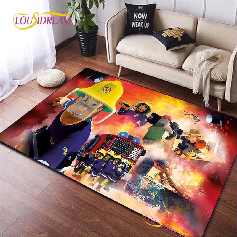 British Classic Animated Fireman Sam Carpet for Living Room Bedroom Area Rugs Kitchen Door Kids un-slip floor Mats birthday gift