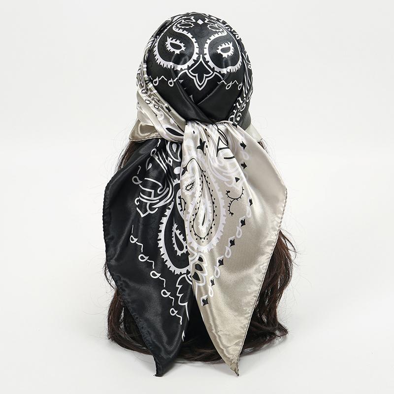 90x90CM Square Scarf New Luxury Design Popular Silk Style The Four Seasons Scarves Women Sunscreen Beach Kerchief Hijab