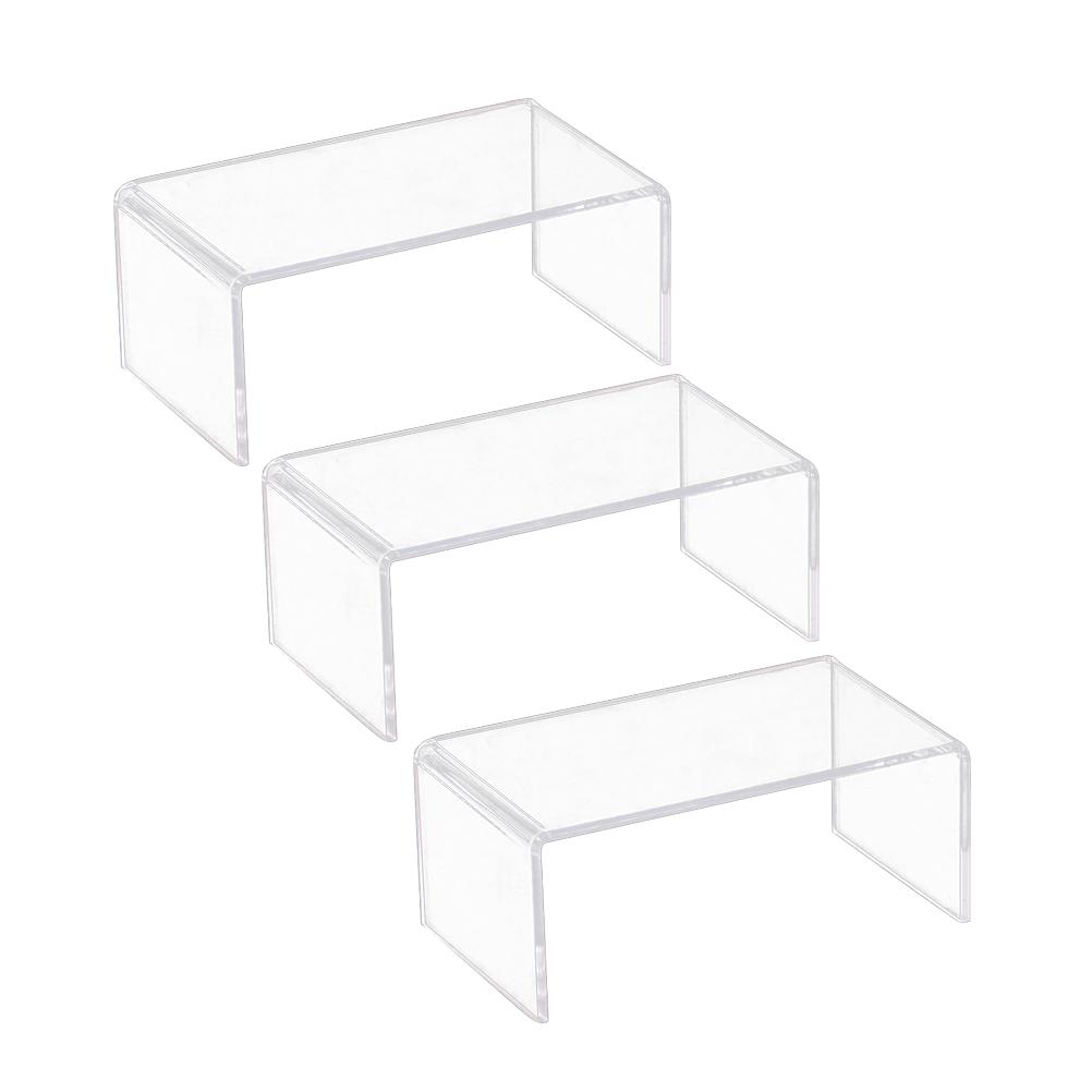 3Pcs Acrylic Shoe Display Shelves Clear Storage Rack Organizer for Makeup Cosmetics Lipstick Foundation Blush Eye Shadow Display