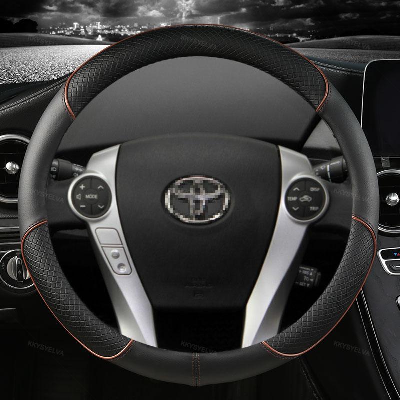 Koolstofvezel + Leer Auto Stuurwielhoes Voor Toyota Prius 30 20 Prius V Prius C Prius Prime Massage Auto Accessoires