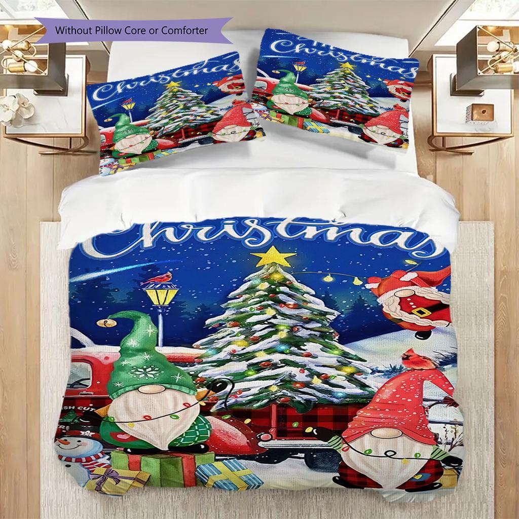 1PC Christmas theme pattern Bedding Quilt Set Quilt Cover Pillowcase Home Decoration Birthday Gift (1 * duvet cover + 2 * pillowcase, without core)