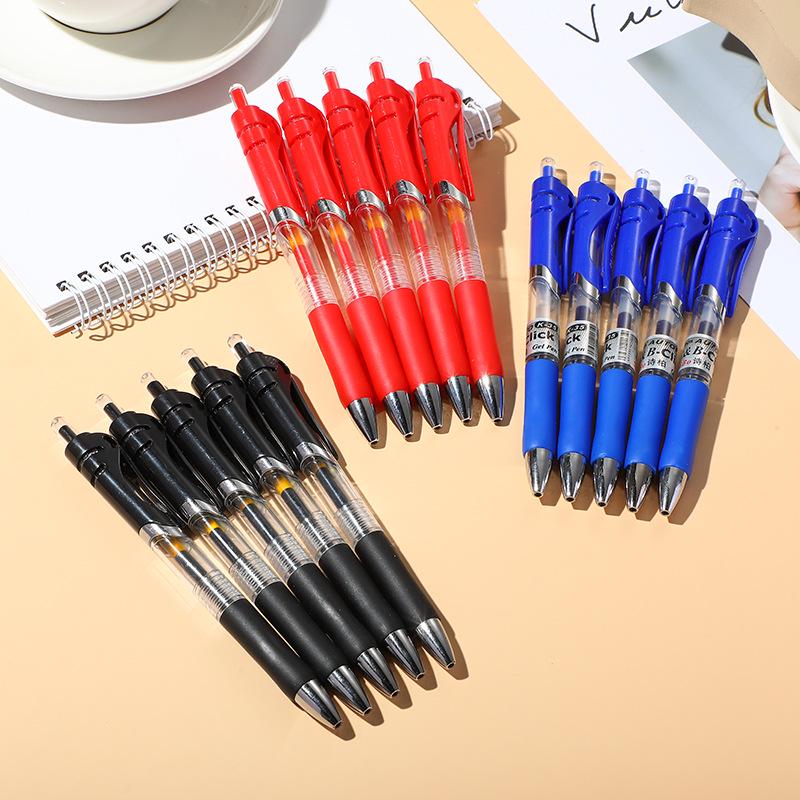 Retractable Neutral Ballpoint Pen - 0.5mm, Black, Red, Blue Ink for Meetings, Signatures, and Office or Study Use.