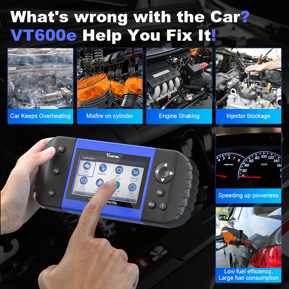 VDIAGTOOL VT600 Elite Car Diagnostic Scanner Engine ABS SRS EPB Oil Service Reset VT600e Auto Scan Tools 19 Lifetime Free Update