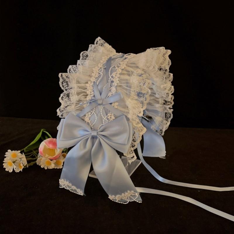 Gothischer Rüschenspitzen-Schleifenknoten-Kopfschmuck Cosplay Haaraccessoires für Dienstmädchen-Mädchen Süßes Stirnband Süße Party-Accessoires