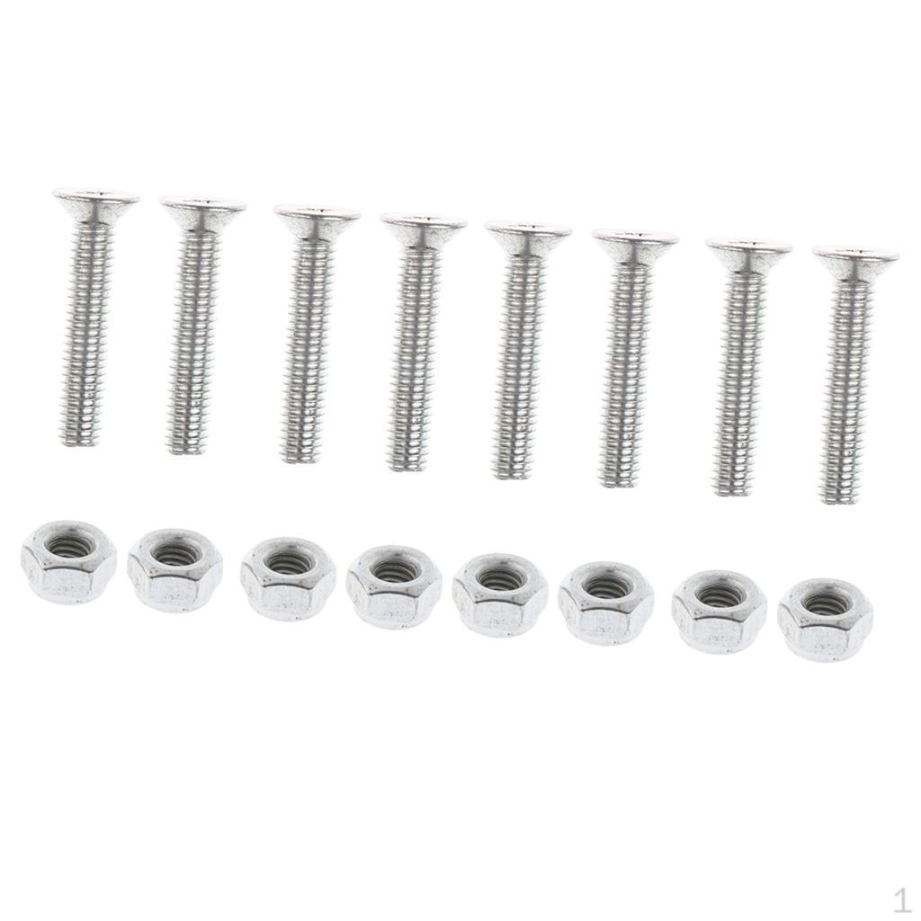 8 Sets Outdoor Mounting Screws and Nuts Hardware for Skateboard Longboard Scooter Cruiser