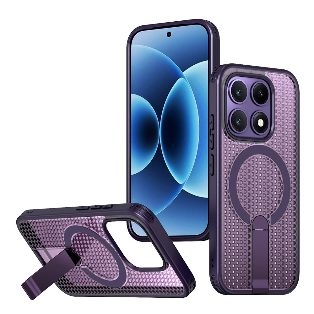 KEYSION Hollow Heat Dissipation Magnetic Case for MagSafe for Xiaomi 17 Cooling Hide Stand Shockproof Phone Cover for Xiaomi 17