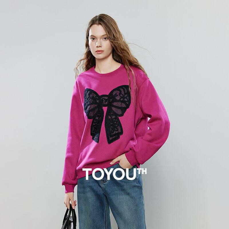 

Женский флисовый свитшот свободного кроя с кружевным бантом L