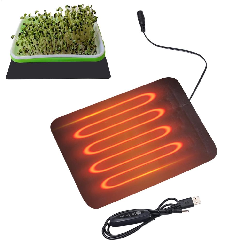 Plant Heating Pad Seedling Heat Mat 3 Gear Temperature Adjustment PU Leather Hydroponic Plant Heating Pad for Indoor Gardening