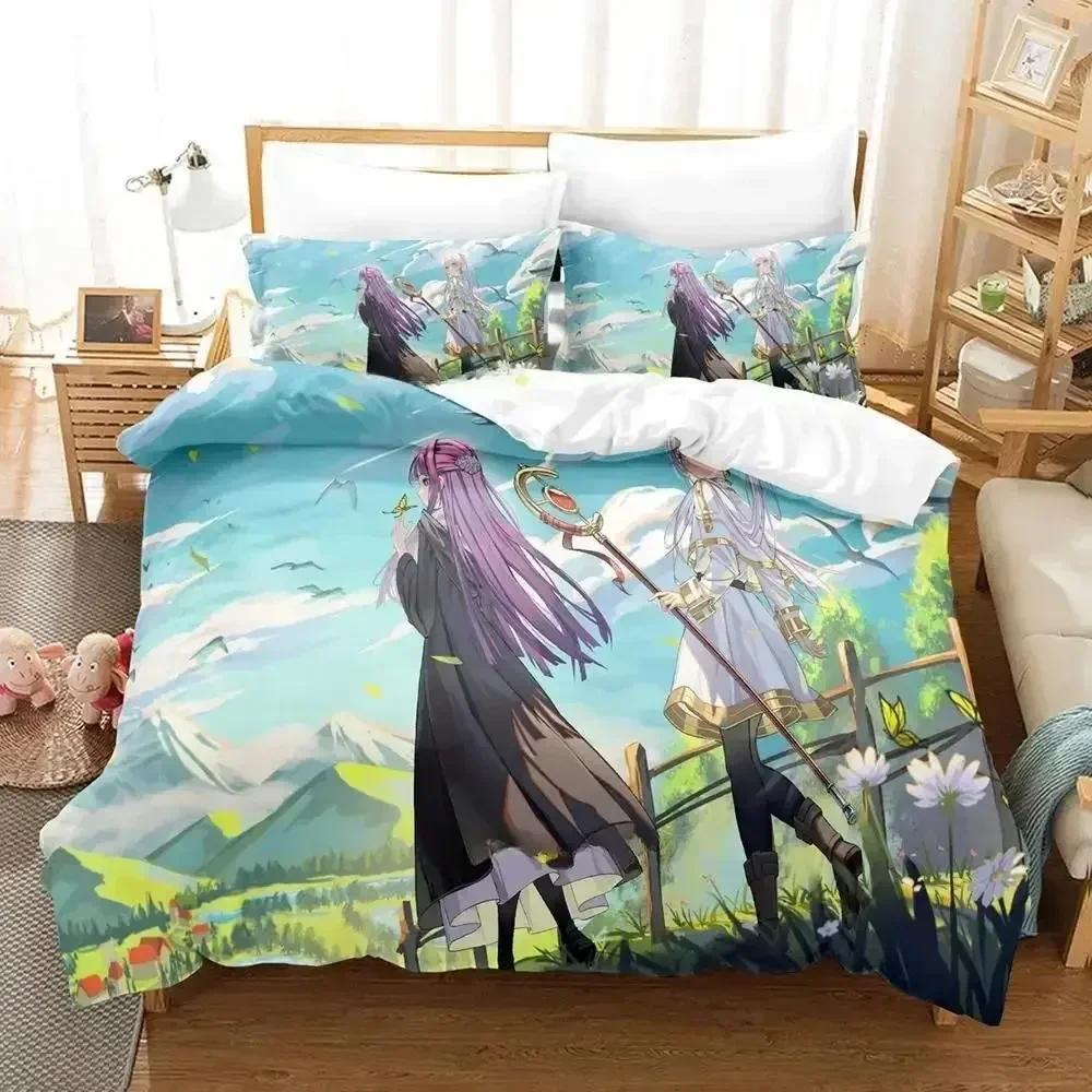 3D Print Anime New Frieren Printed Bed Set Duvet Cover Pillowcase Bedding Set Bed Linen Sheet Quilt Cover Full Queen King Size