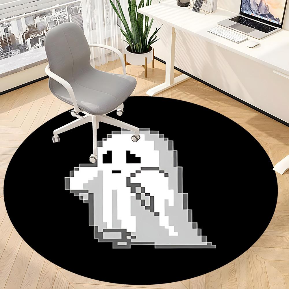 1pc Ghost Spirit Office Round Area Rug,  Mat Suitable For Office, Under Office Chairs Bedroom Living Room Home Decor, Room Deco
