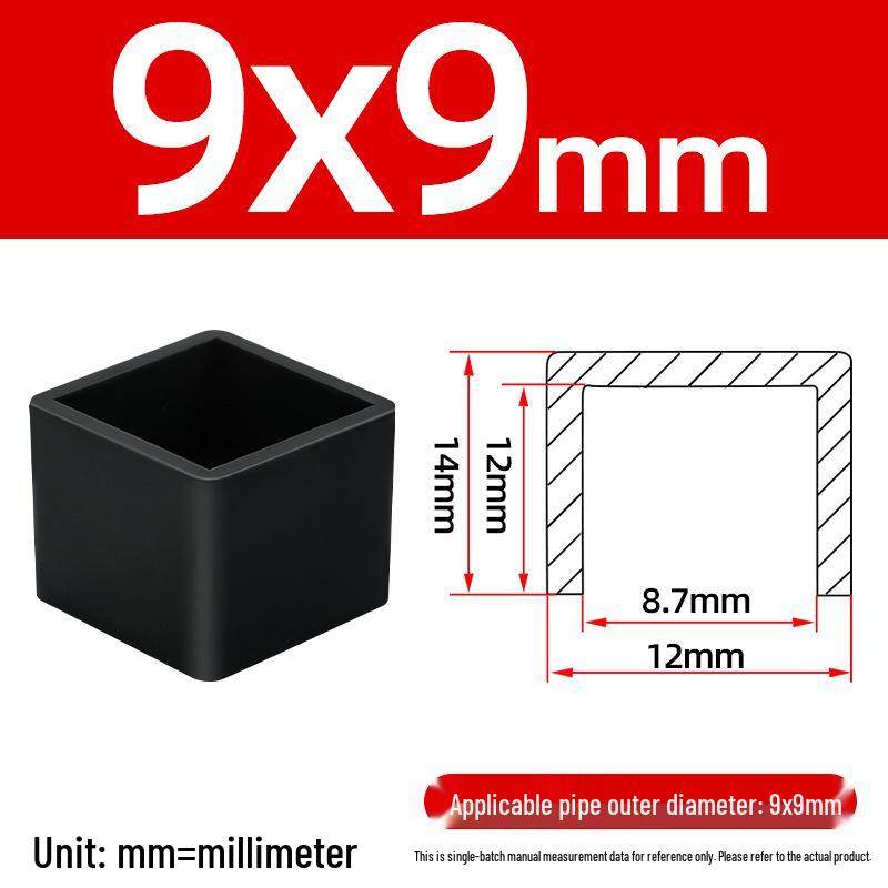 Silicone Anti-slip Chair Leg Cap - Heat Resistant, Square Rubber Sleeve for Steel Pipe with Protective Electroplated Finish
